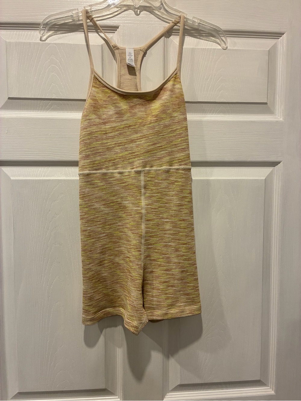 aerie Sleeveless Ribbed Tank Romper in Soft Pastel Yellow